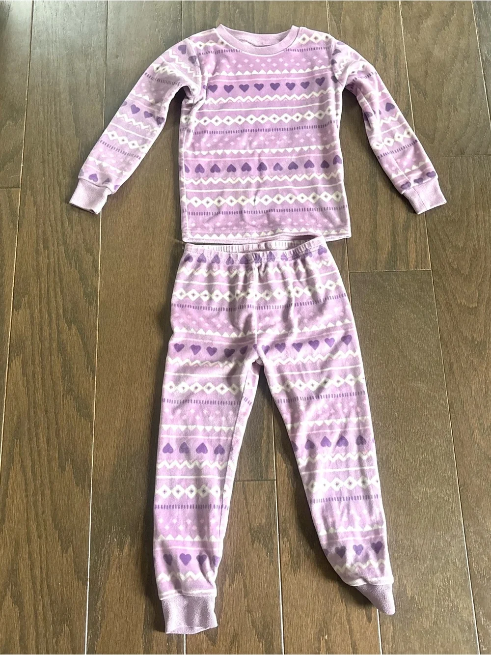 Carters Purple & White Fair Isle Heart 2 Pc Soft Long Sleeve/ Pants Pajamas- 4T.